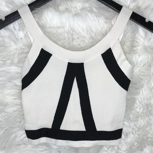 Shein Striped Zipper Back Knit Crop Tank Top